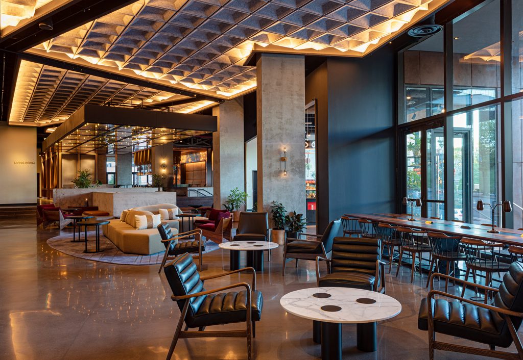 Visualisation of the proposed hotel interior with restaurant and bar space